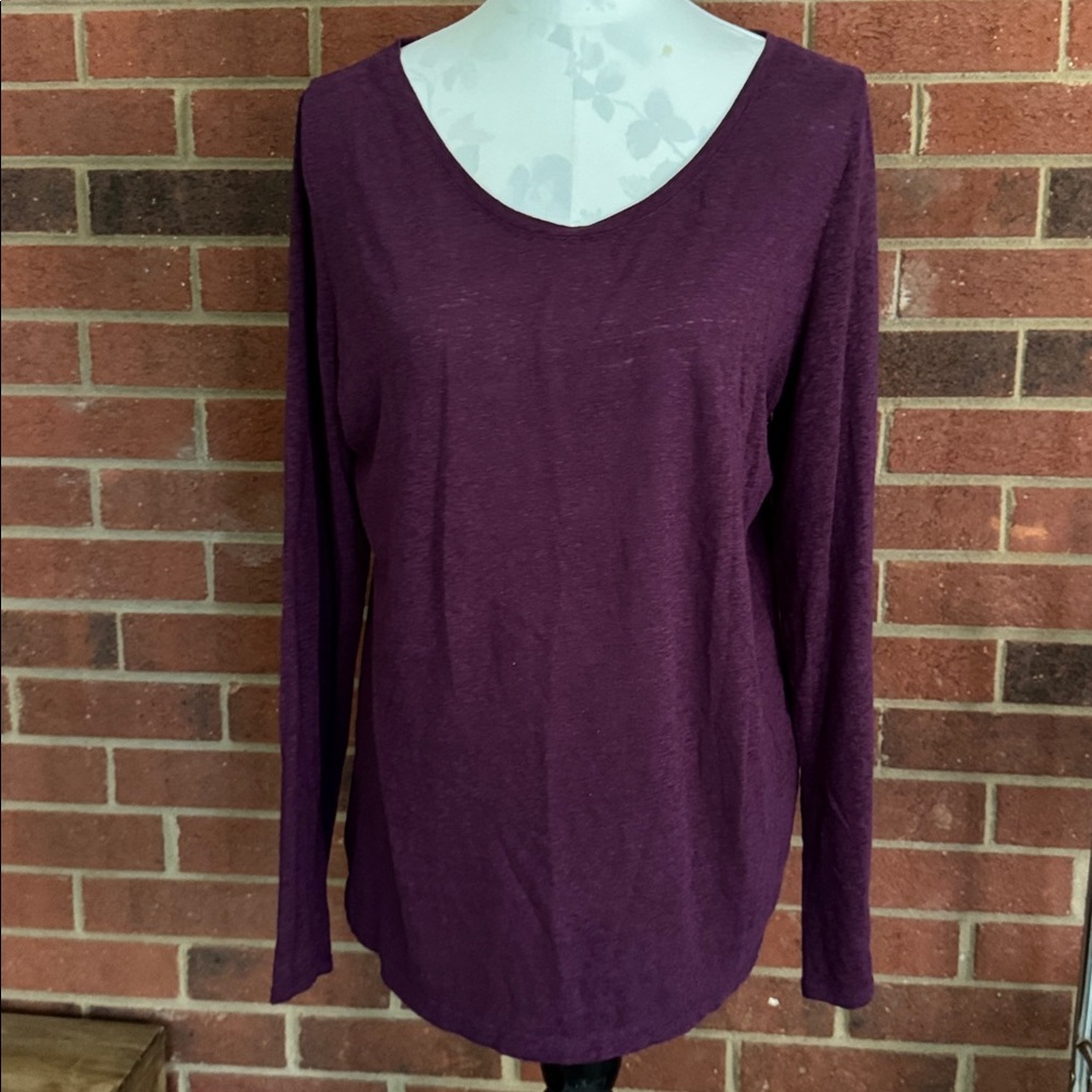 LOFT (Ann Taylor) XL Scoop Neck Long Sleeve Purple Cotton Blend Tee